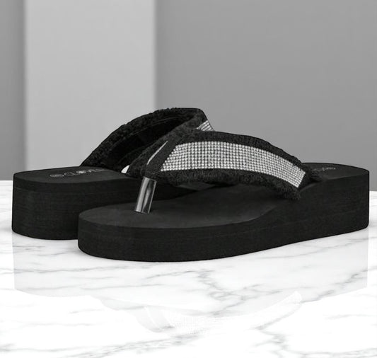 Dazzle All Day, Wedge Embellished Flip Flops