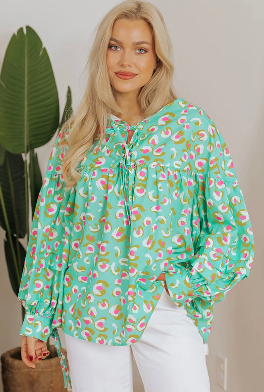 Waiting On A Women, Long Sleeve Abstract Blouse