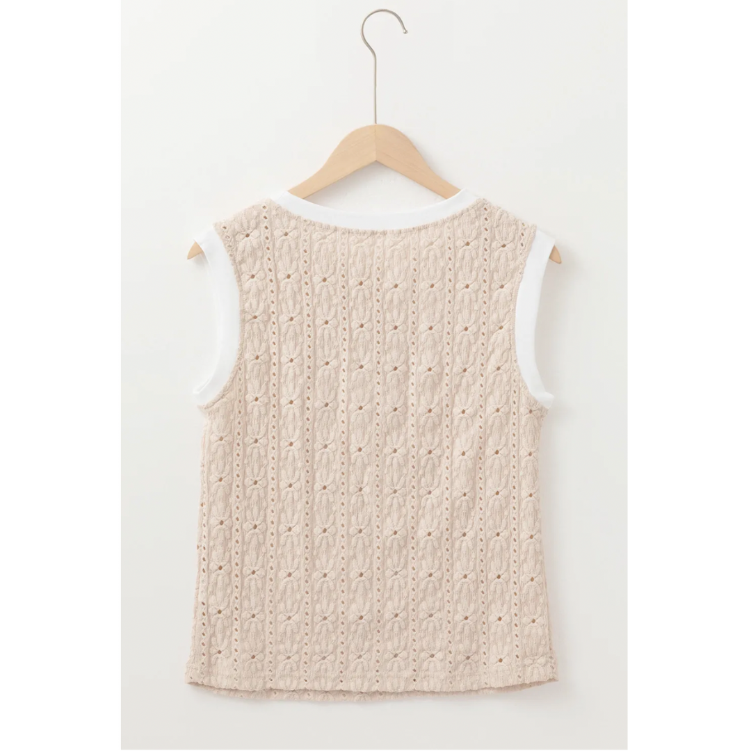 Daily Reminder, Sleeveless Floral Embossed Top