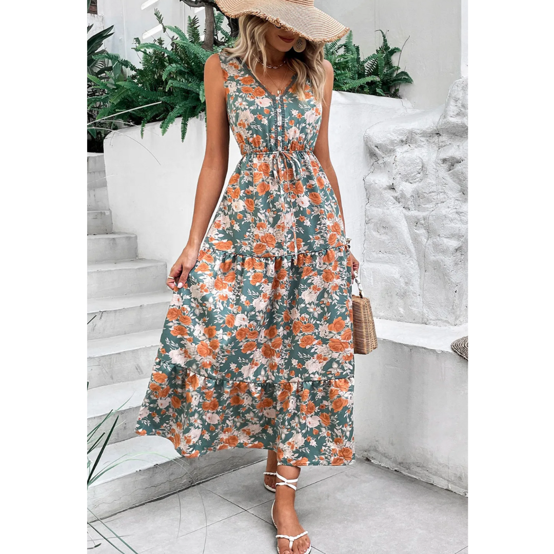 Hello Sunshine Sleeveless Floral Maxi Dress