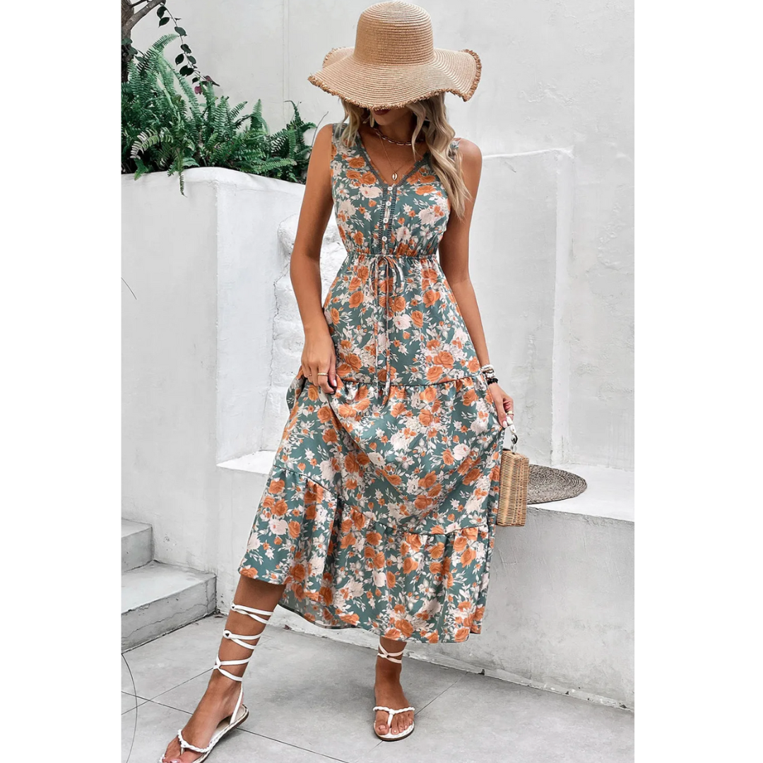 Hello Sunshine Sleeveless Floral Maxi Dress