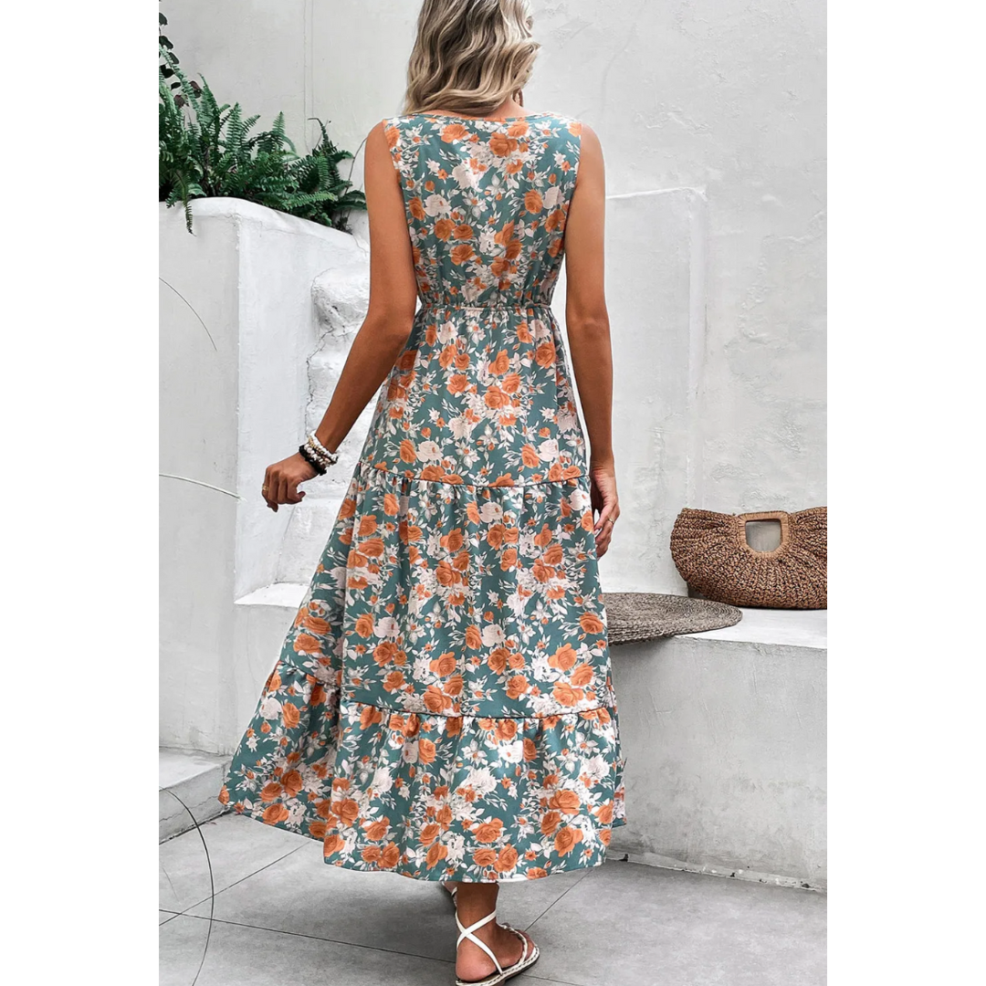 Hello Sunshine Sleeveless Floral Maxi Dress