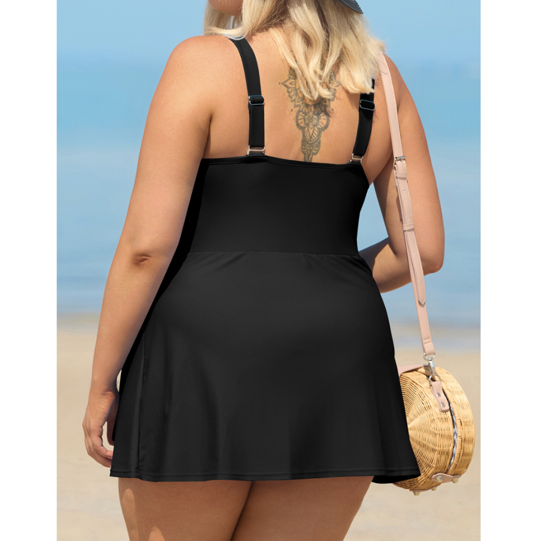 Poolside Party Girl, One Piece Swimsuit with Skirted Bottom