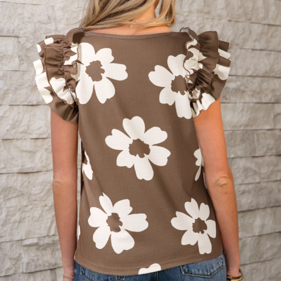 Darling Daisies, Short Ruffle Sleeve Top