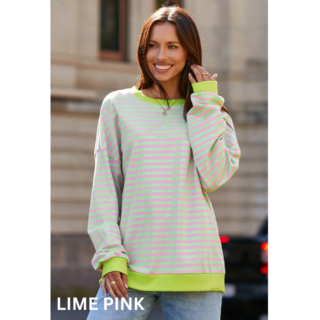 Take Your Turn, Long Sleeve Stripe Tunic Top