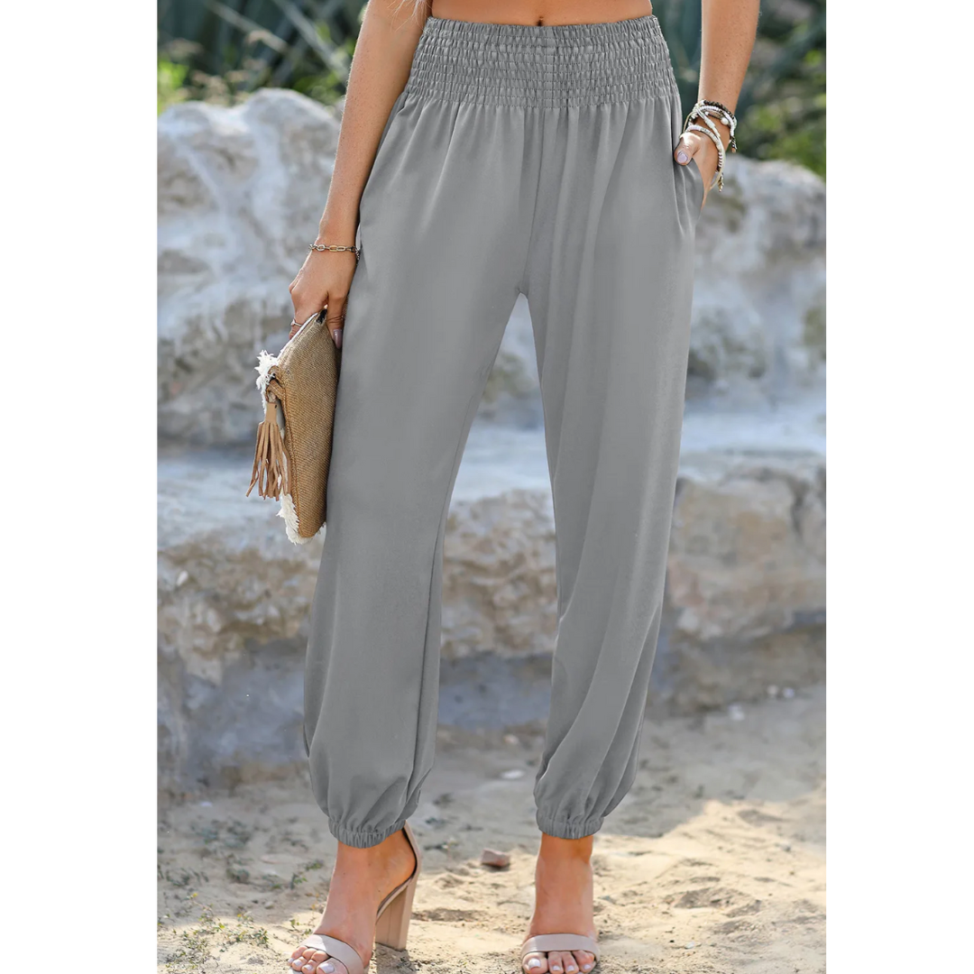 Chase the Chill, High Waist Smocked Jogger Pants