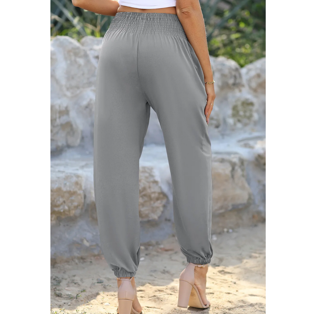 Chase the Chill, High Waist Smocked Jogger Pants