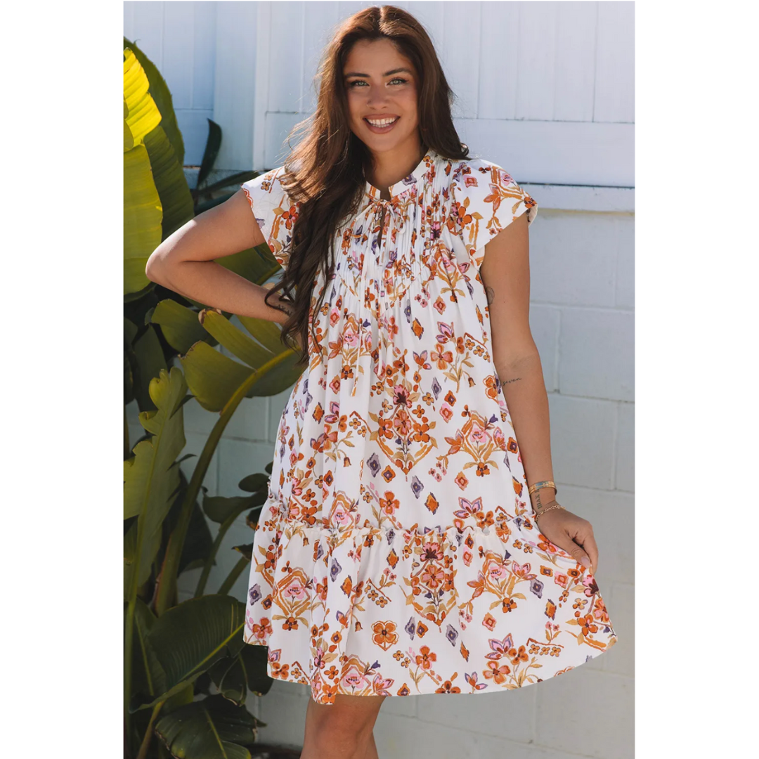 In The Moment, Short Sleeve Floral Dress