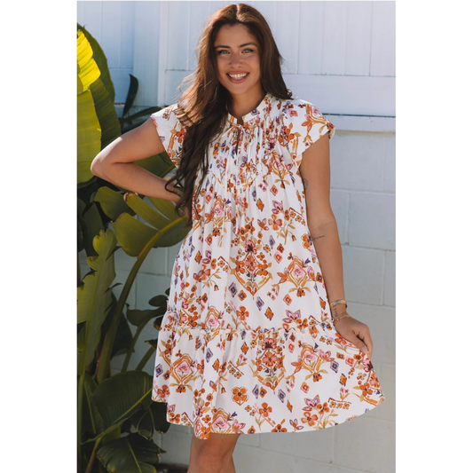 In The Moment, Short Sleeve Floral Dress
