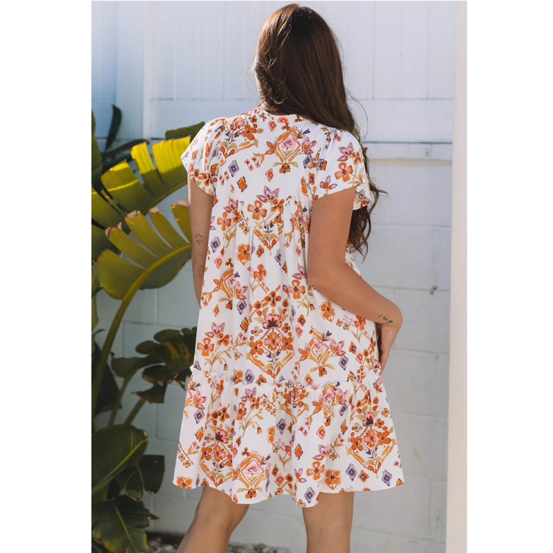 In The Moment, Short Sleeve Floral Dress