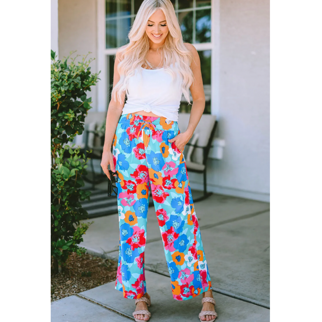 Summer Yacht Club, Floral Pants with Pockets (Small-2X)