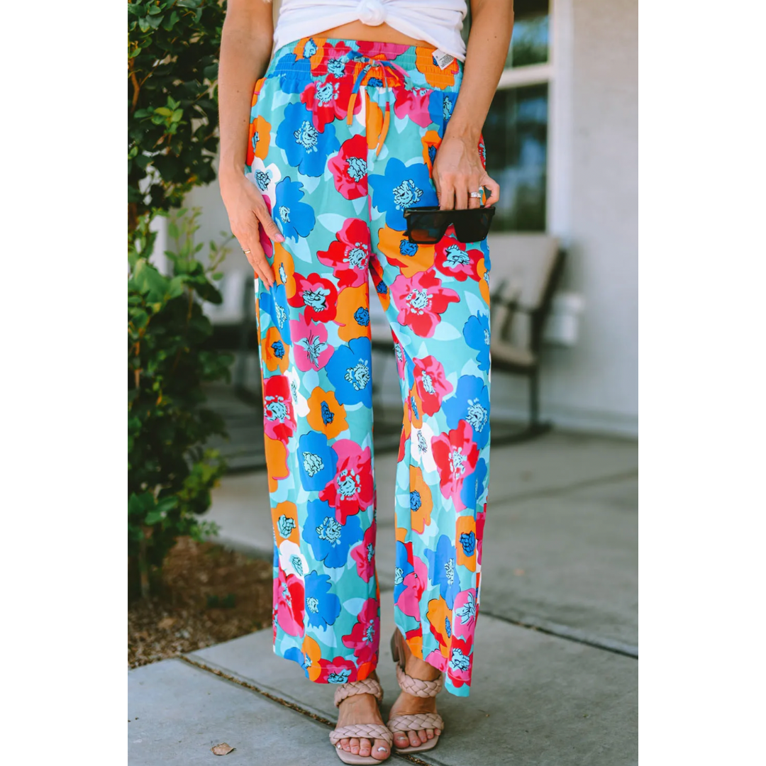 Summer Yacht Club, Floral Pants with Pockets (Small-2X)