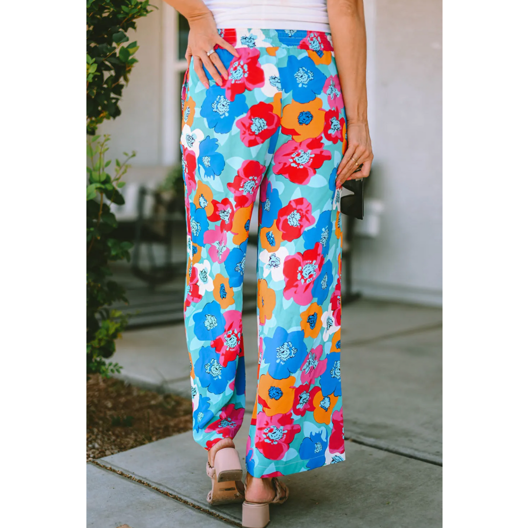 Summer Yacht Club, Floral Pants with Pockets (Small-2X)