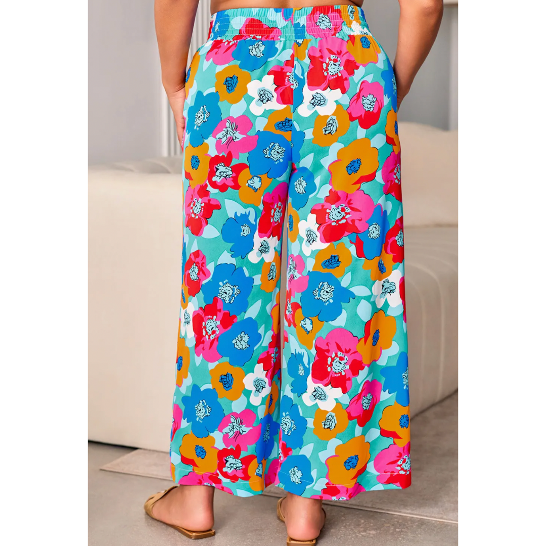 Summer Yacht Club, Floral Pants with Pockets (Small-2X)