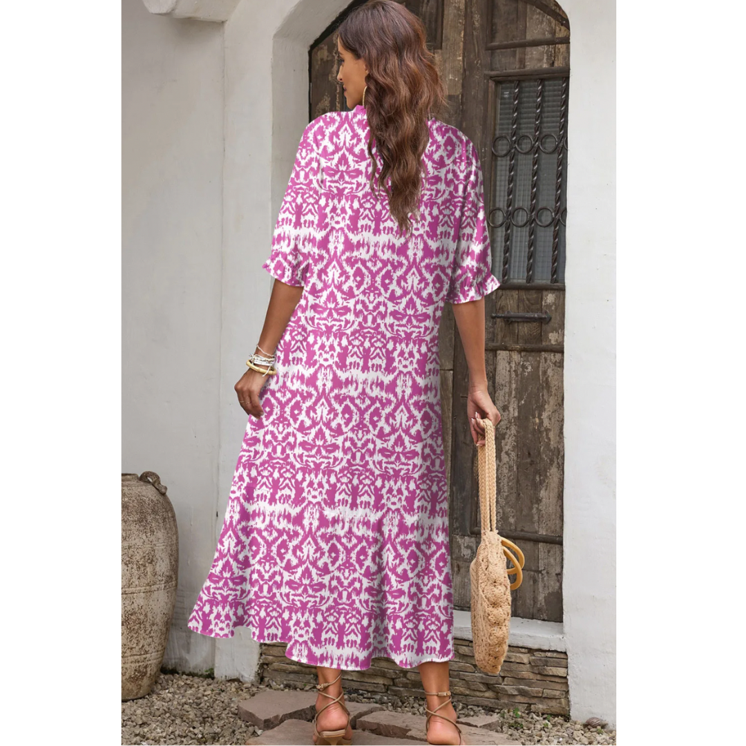 Waiting For Daylight, Short Sleeve Floral Maxi Dress