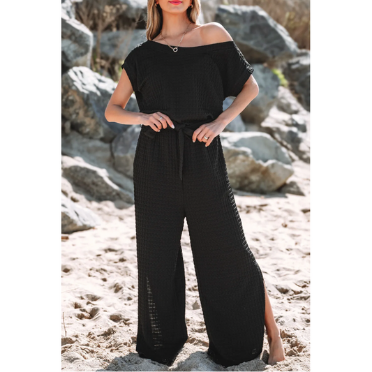 Let Them Stare, Short Sleeve Jumpsuit with Side Slit