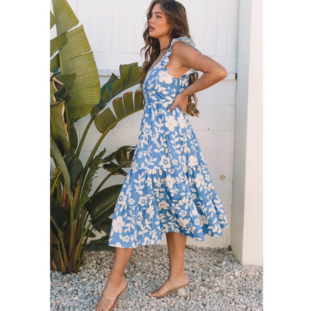 A Bit Flirty, Short Ruffle Sleeve Floral Dress
