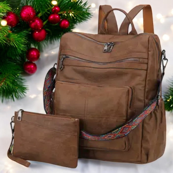 Don't Travel Alone, Backpack with Guitar Strap and Bonus Wristlet