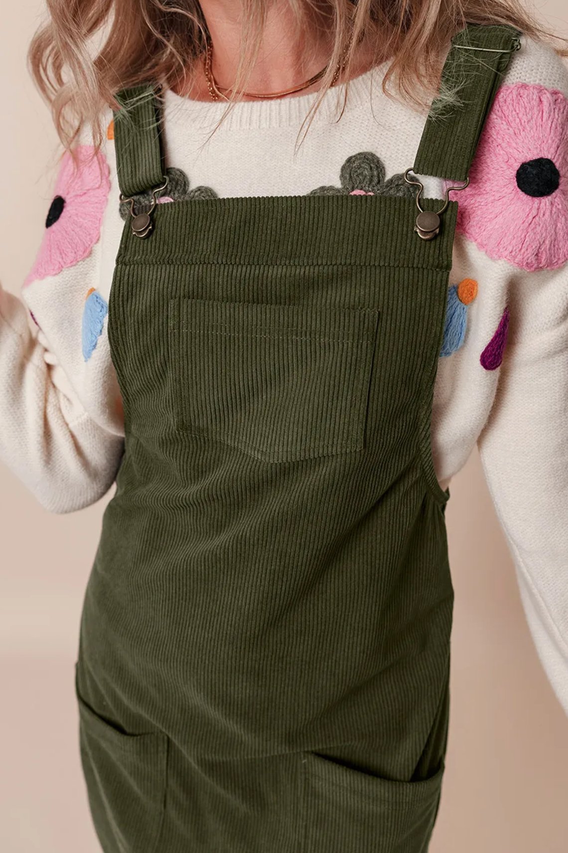 Olive You Forever, Corduroy Overall Dress