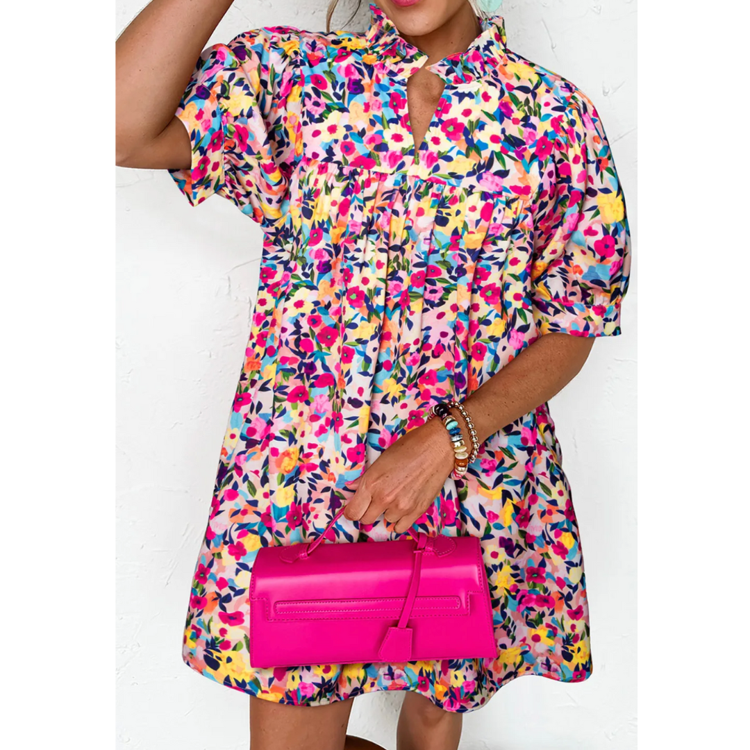 Paint Me A Picture, Short Sleeve Floral Dress