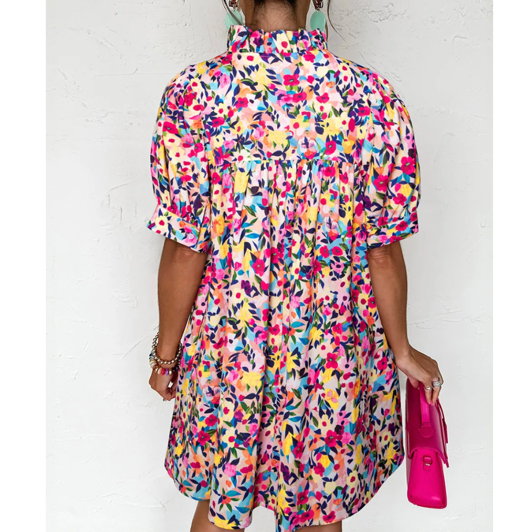 Paint Me A Picture, Short Sleeve Floral Dress