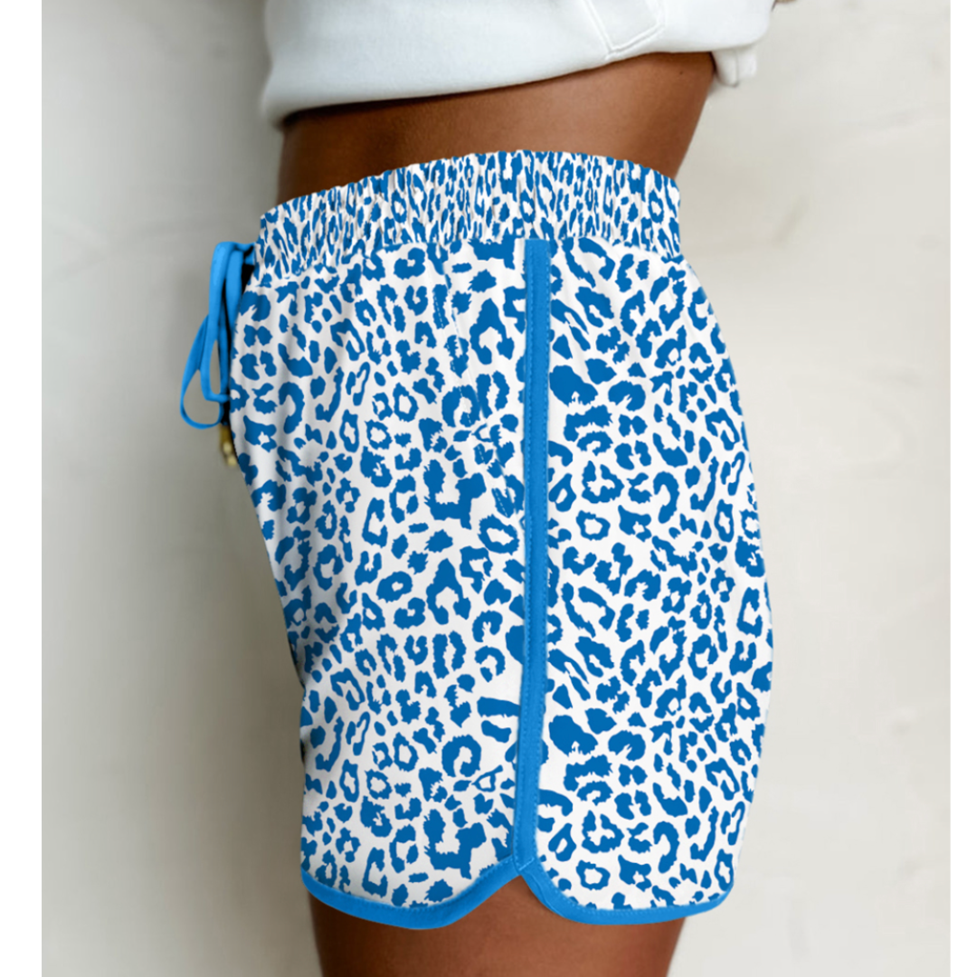 A Day Off, Leopard Drawstring Shorts With Pockets