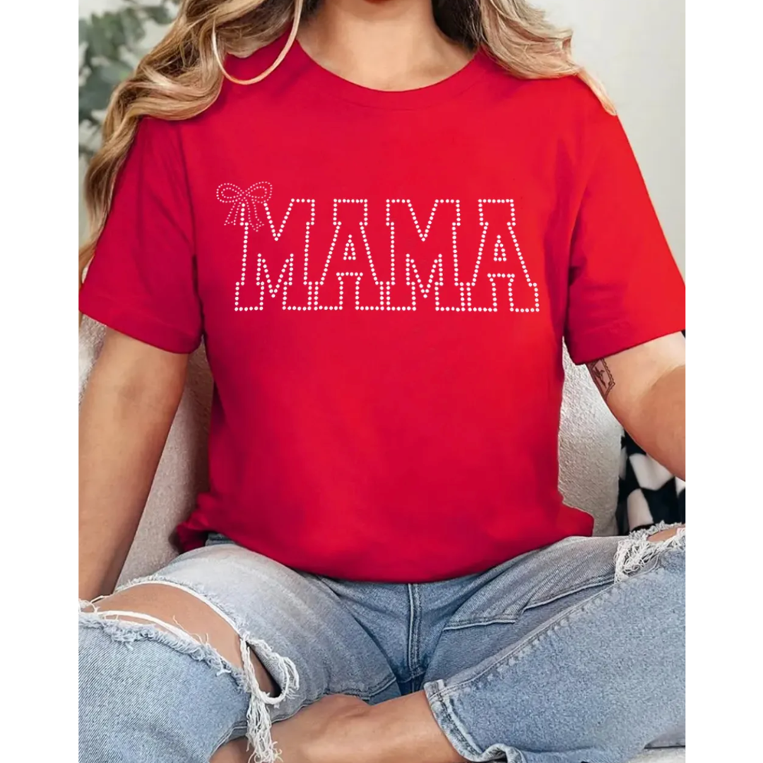 Sparkle Like the MAMA you are, Short Sleeve Rhinestone embossed Mama Graphic Tee