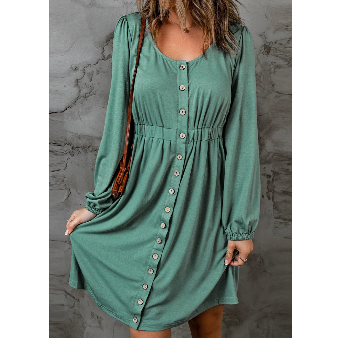 Sage Serenity Button-Front Dress