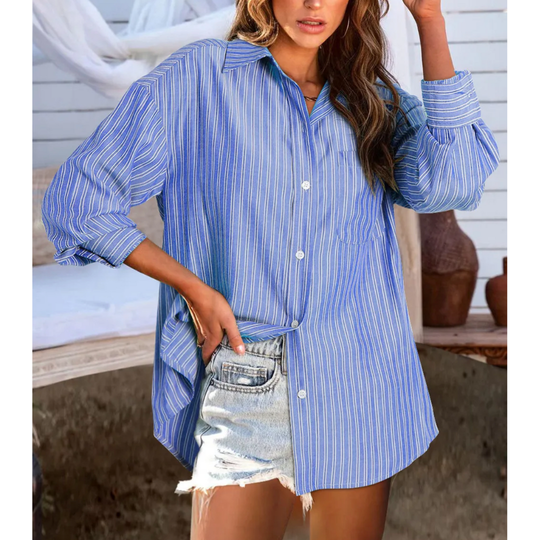 Coastal Breeze Striped Button-Up