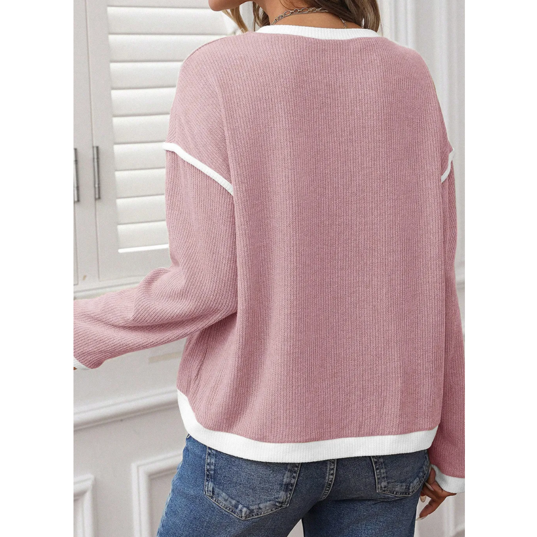 Blush Breeze Contrast Pullover