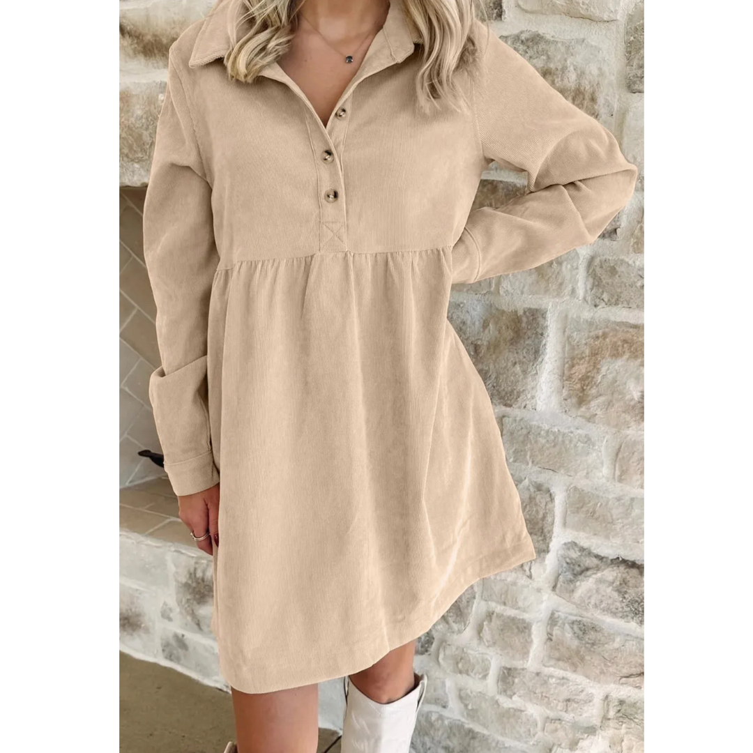 Sandstone Charm Corduroy Dress