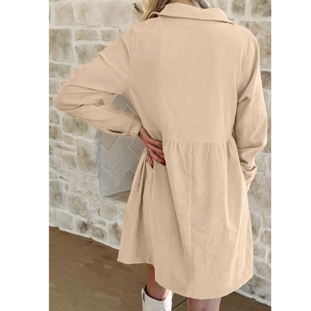Sandstone Charm Corduroy Dress