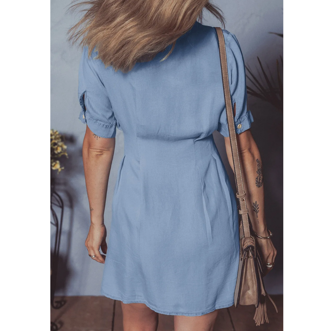 Blue Breeze Button-Down Dress