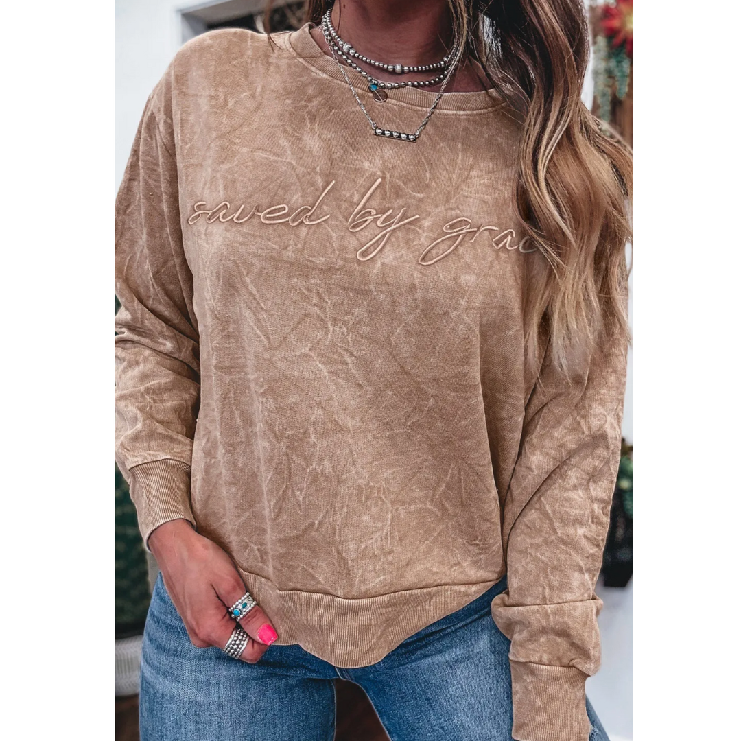 Saved by Grace Mineral Wash Sweatshirt