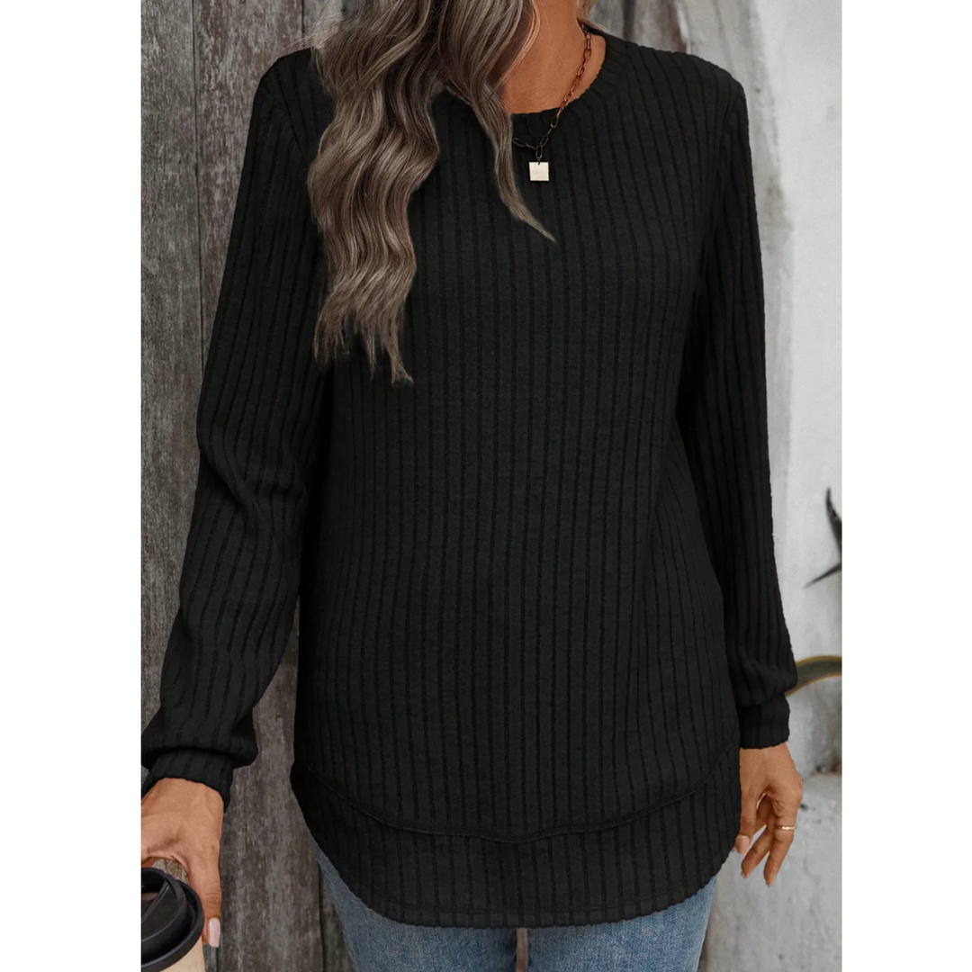 Midnight Ribbed Knit Top