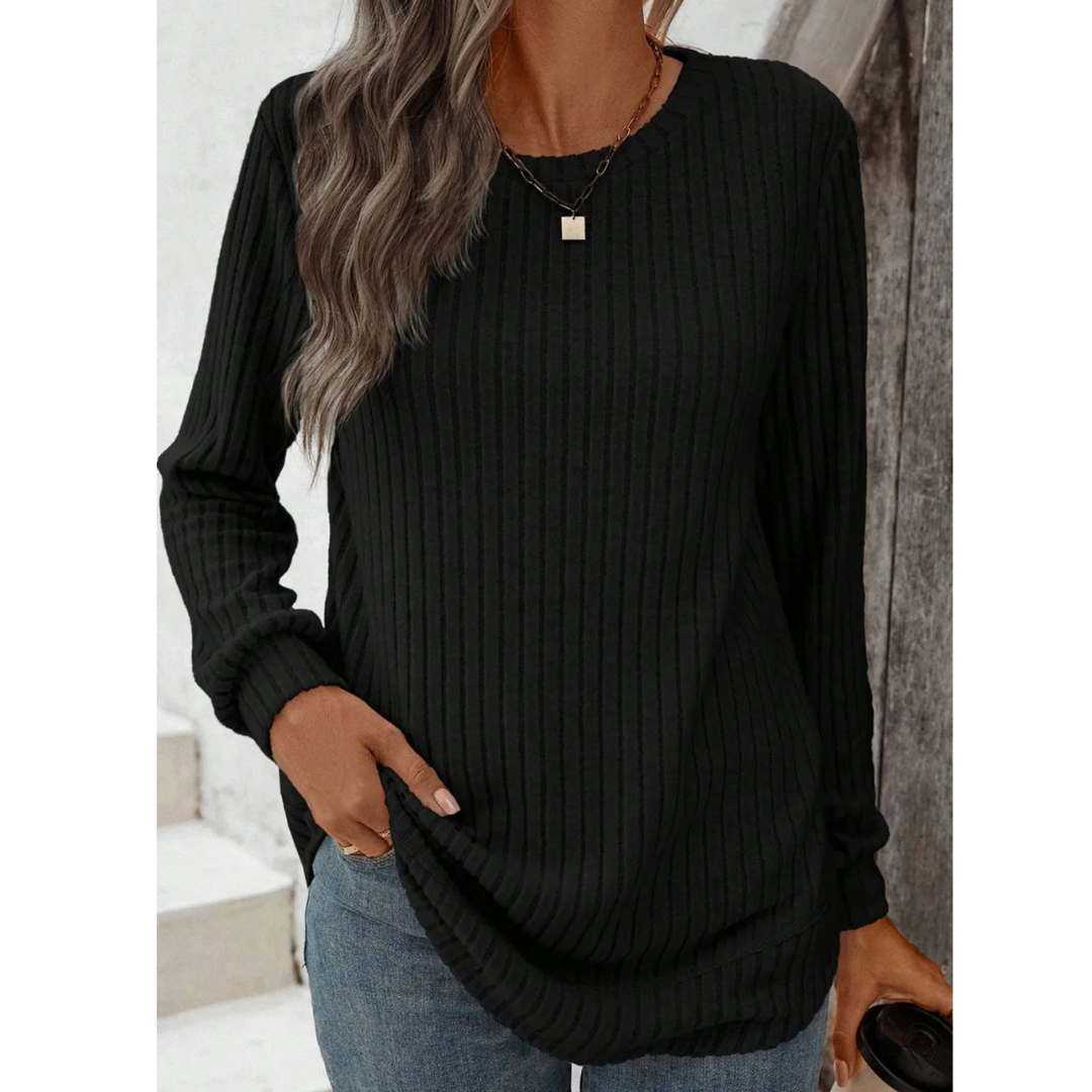 Midnight Ribbed Knit Top