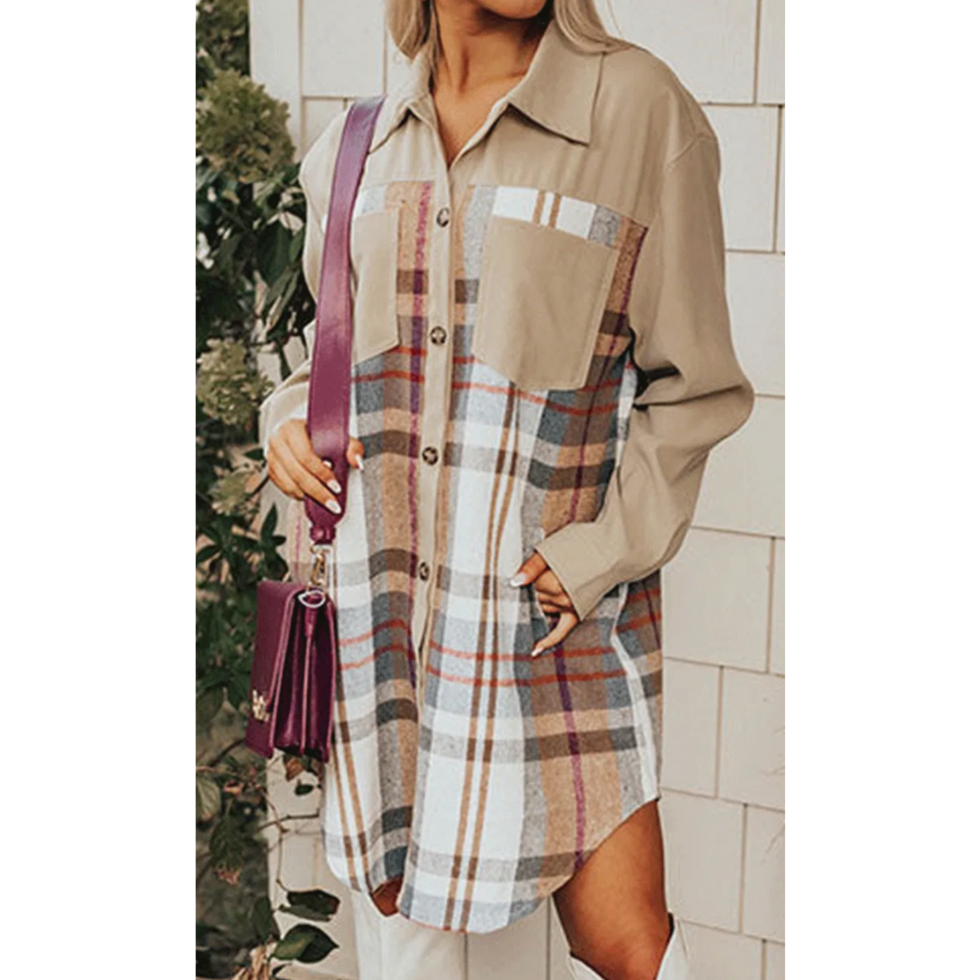 Autumn Trails Plaid Shirt Dress