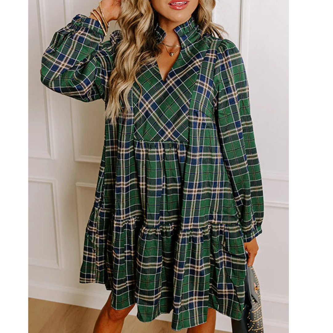 Evergreen Charm Plaid Dress