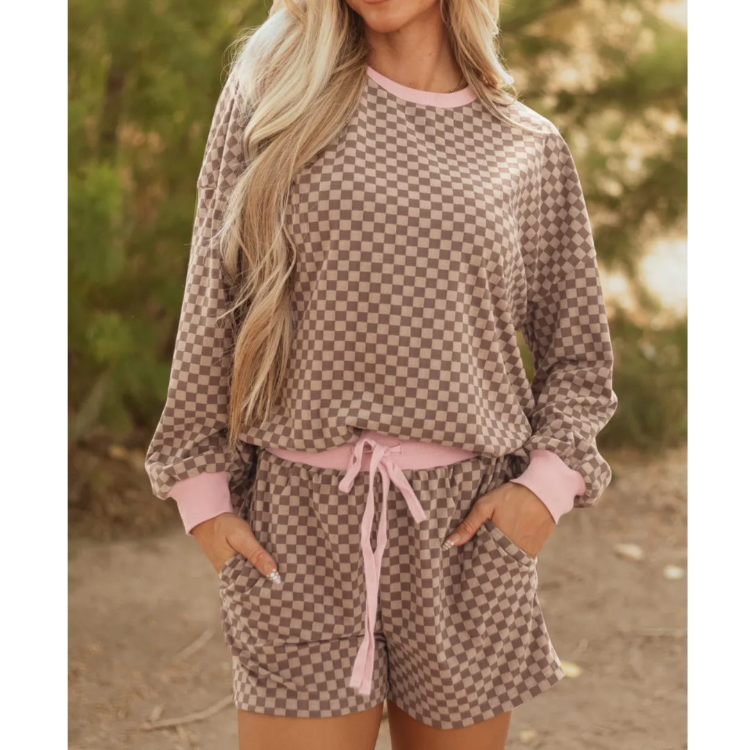 Checkerboard Bliss Shorts Set