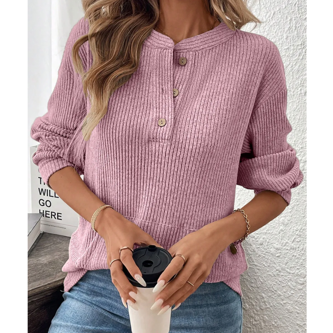 Cozy Charm Waffle Henley