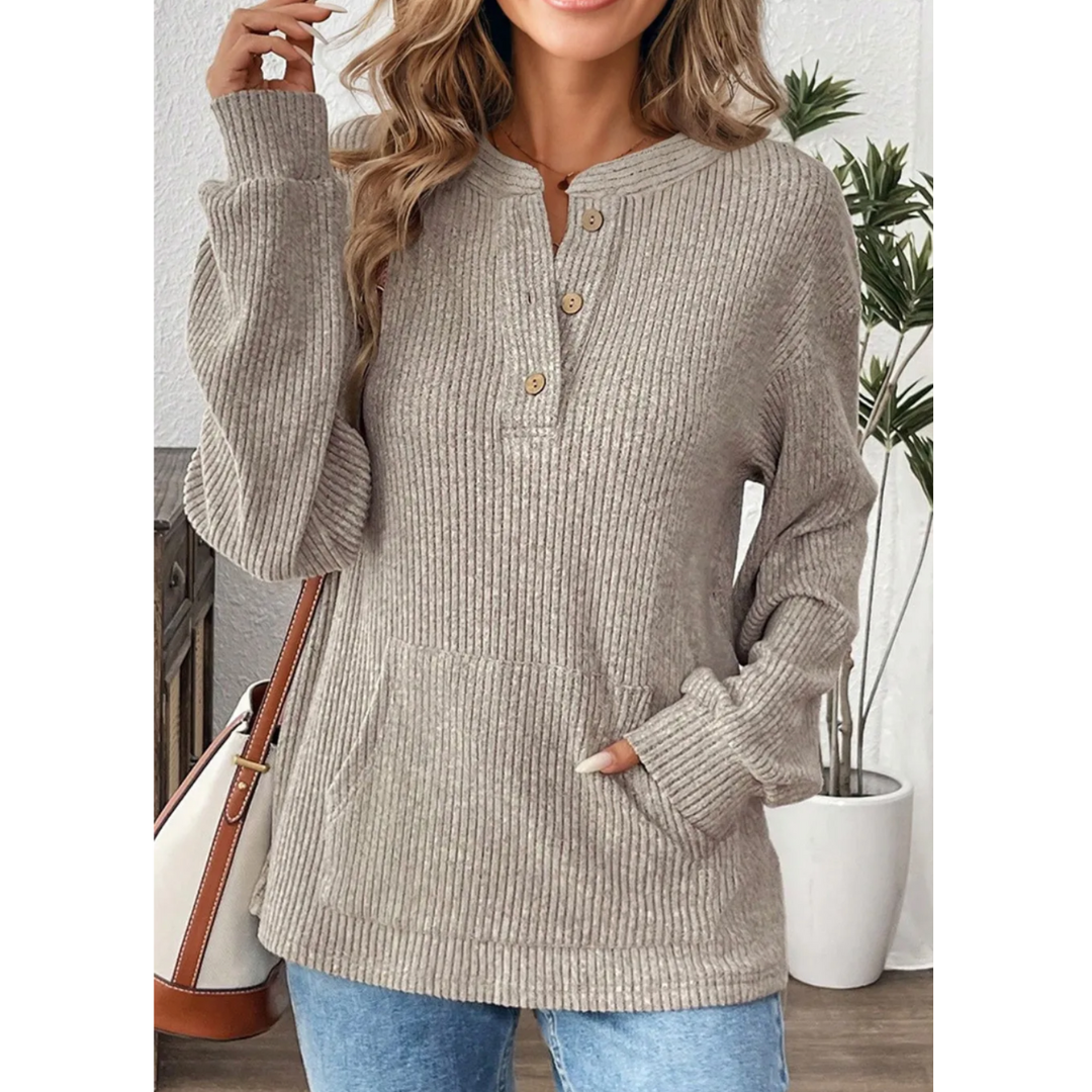 Cozy Charm Waffle Henley