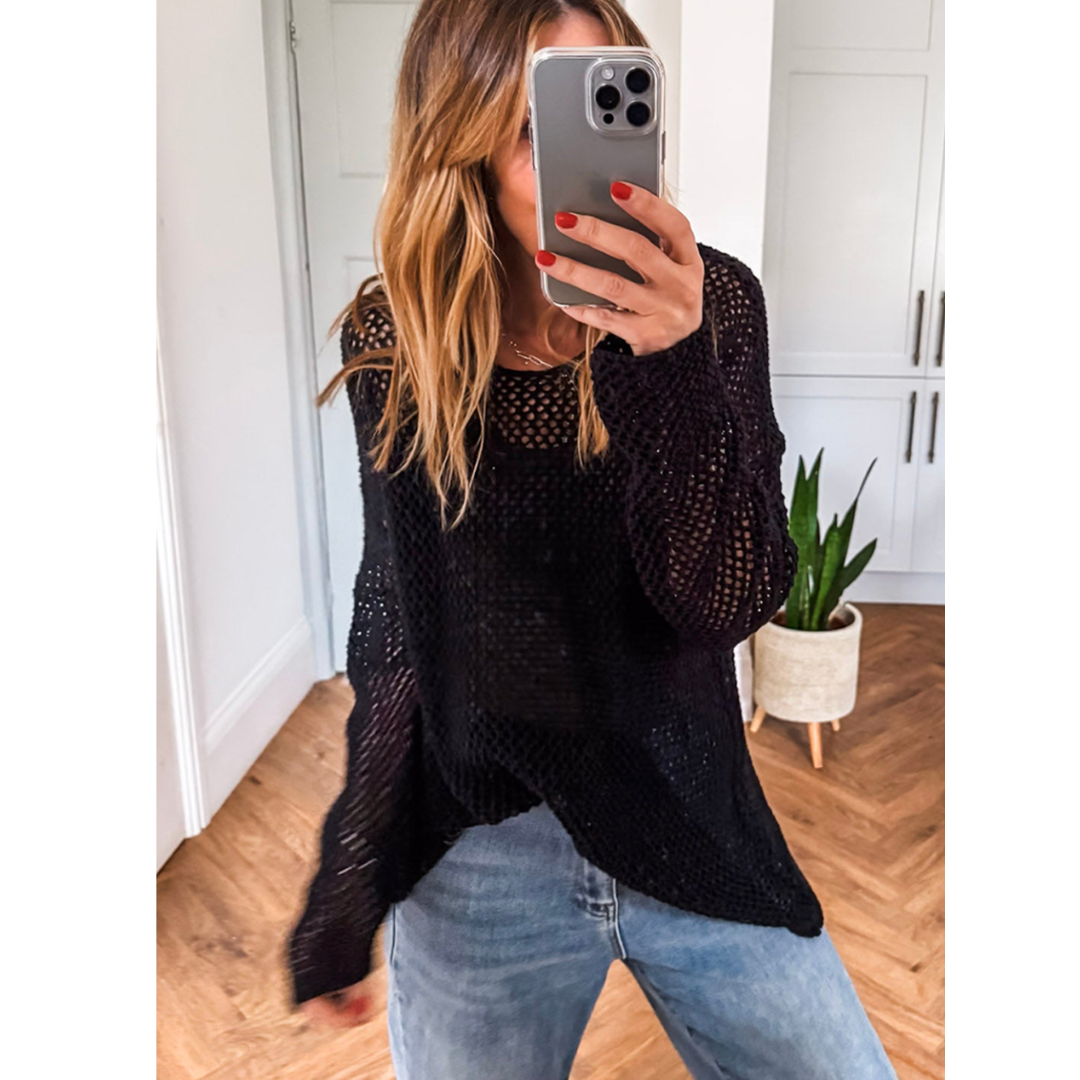 Coastal Breeze, Open Knit Lightweight Sweater