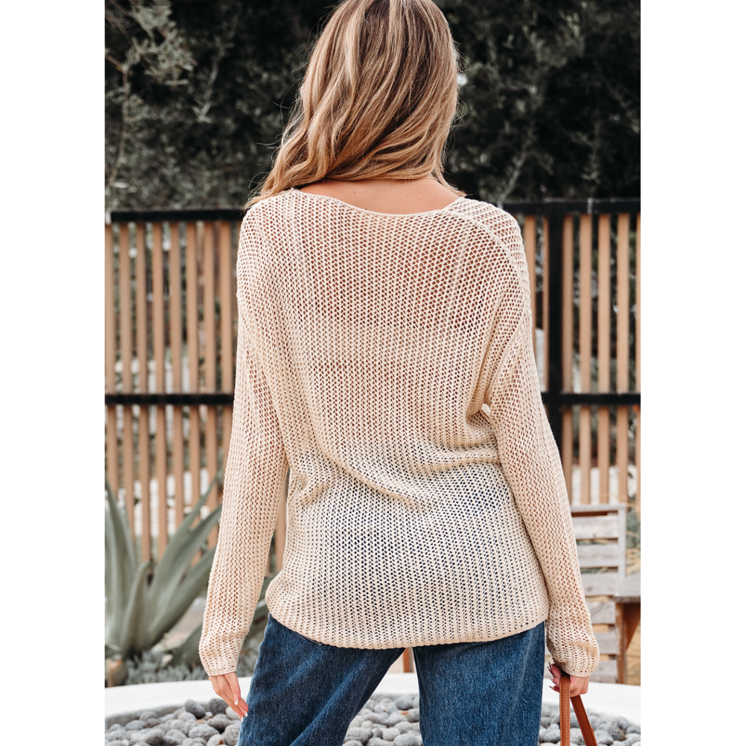 Coastal Breeze, Open Knit Lightweight Sweater