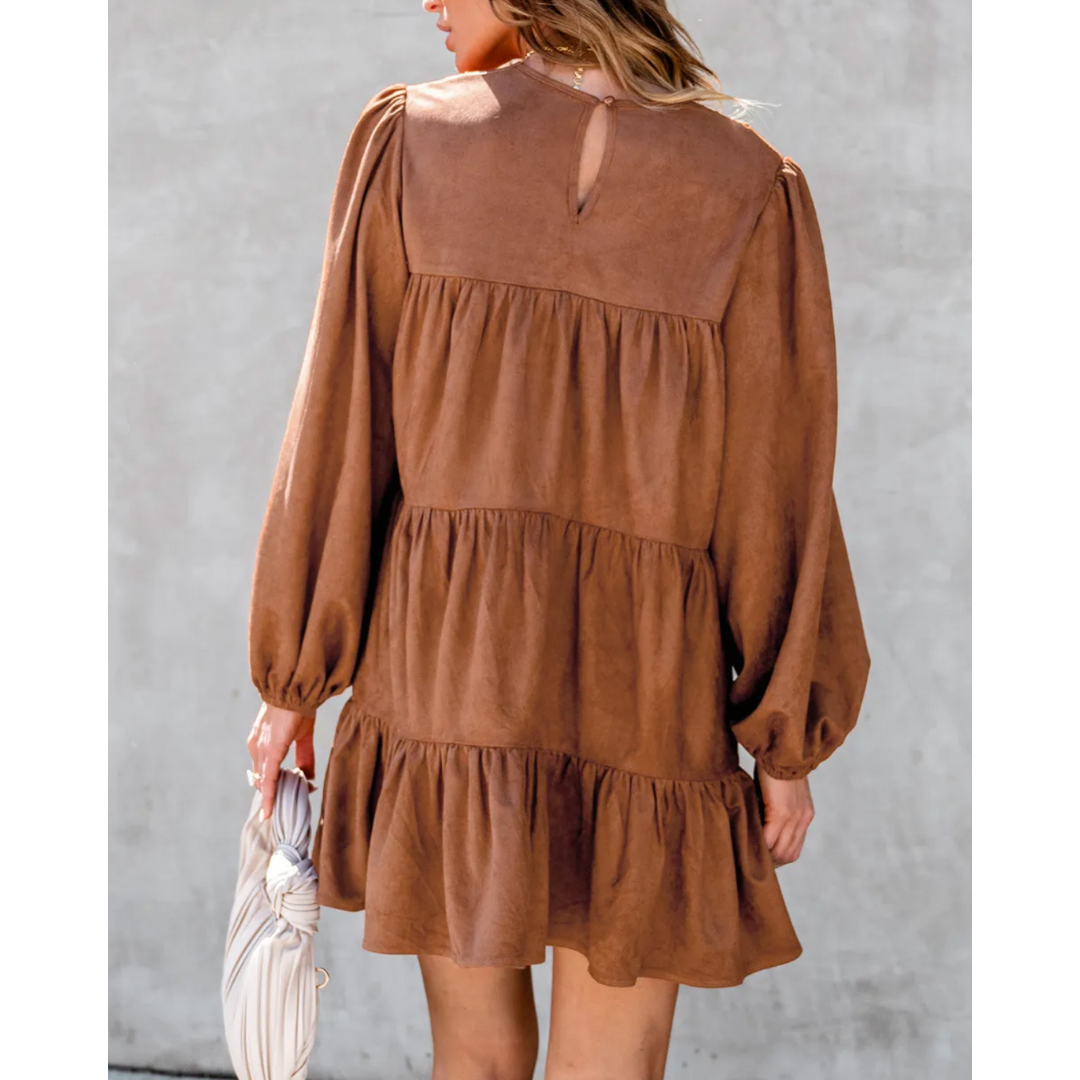 Cinnamon Breeze Tiered Mini Dress