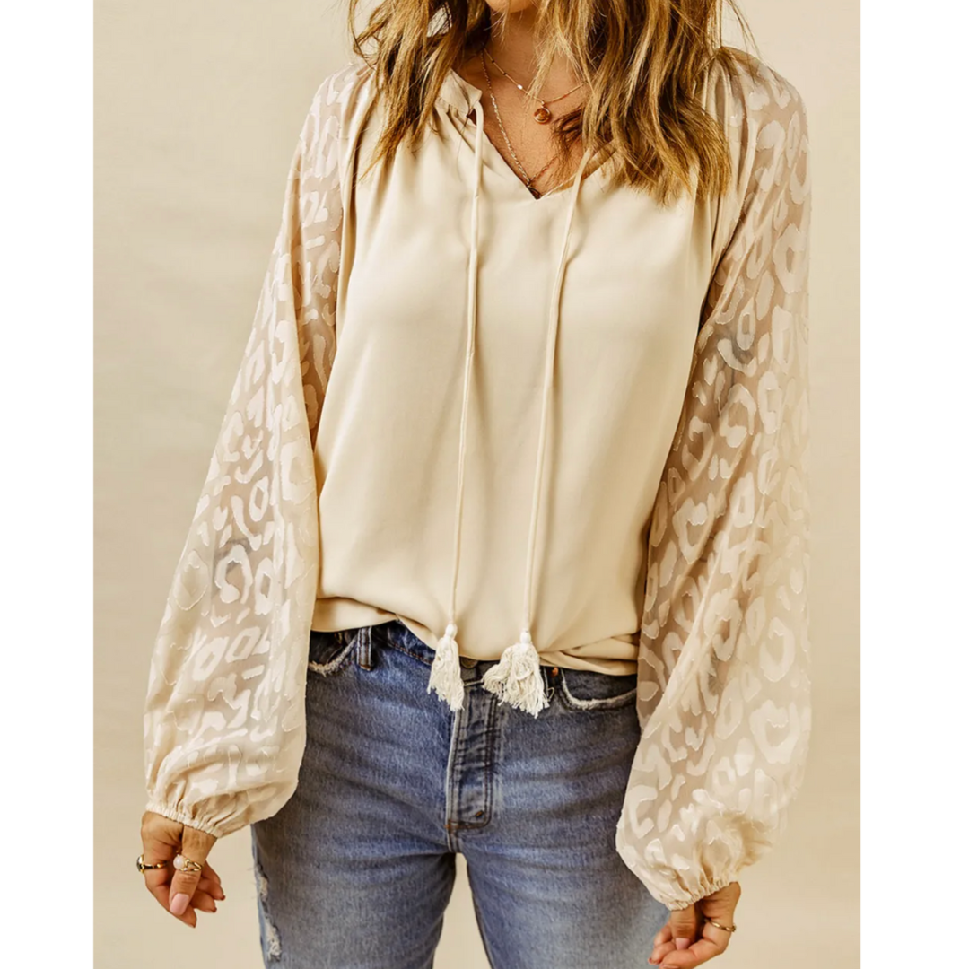 Whispered Wilds Sheer Sleeve Top