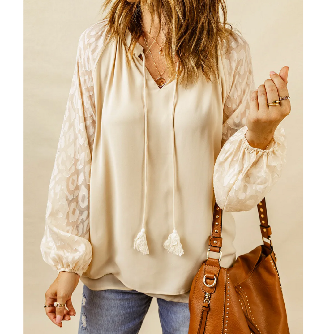 Whispered Wilds Sheer Sleeve Top