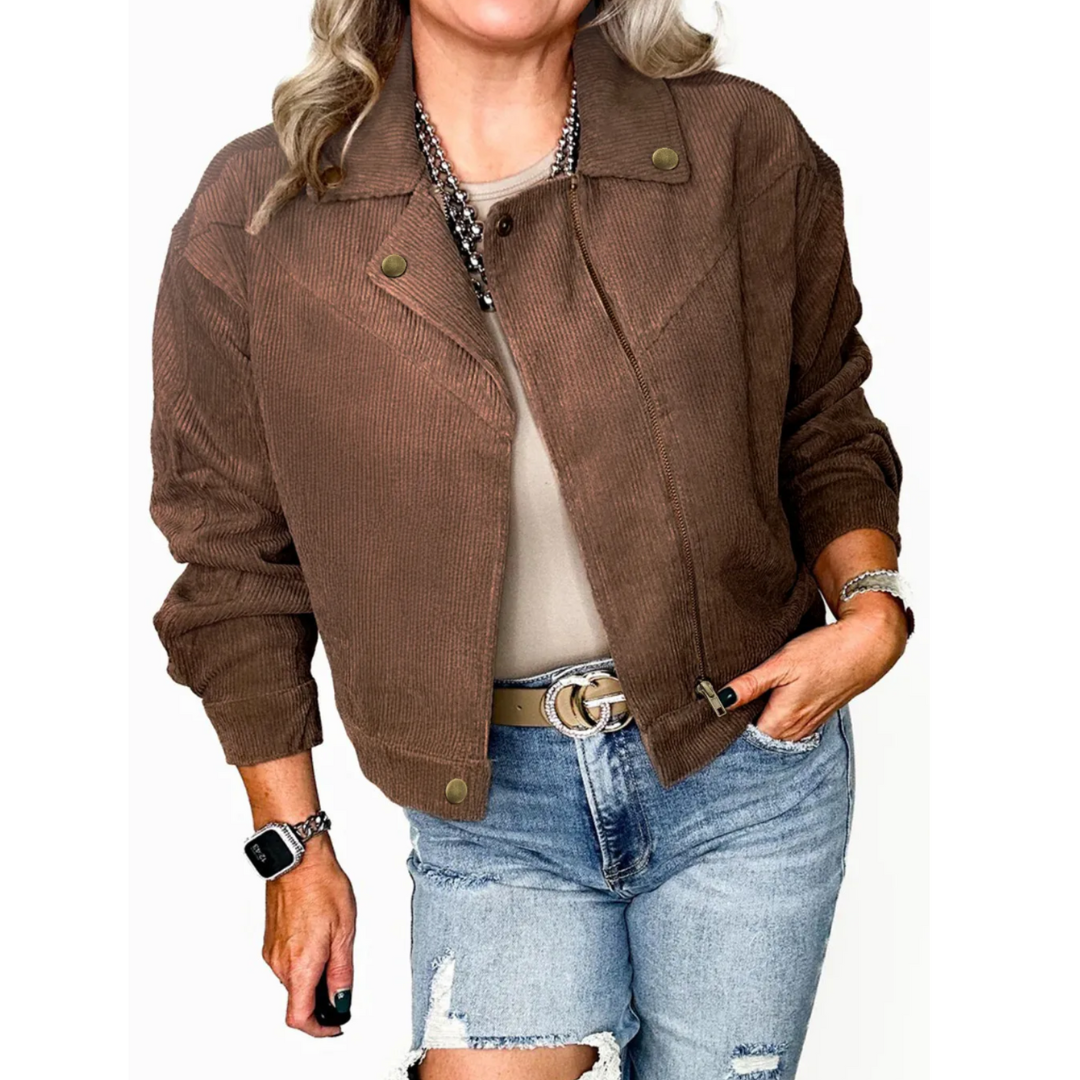 Cocoa Corduroy Cropped Jacket