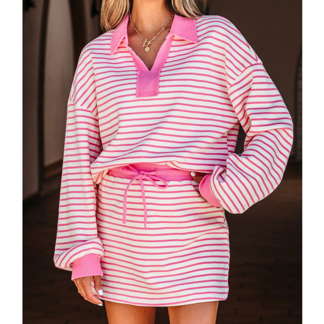 Coastal Breeze Striped Skort Set