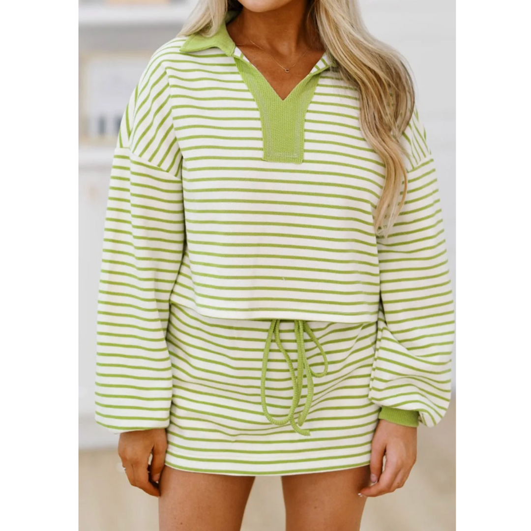 Coastal Breeze Striped Skort Set
