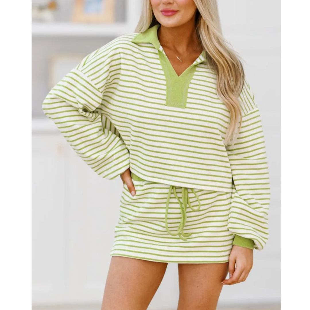 Coastal Breeze Striped Skort Set